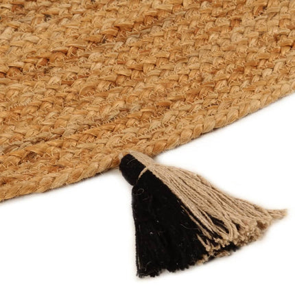 Tapis Tressé Avec Glands Jute Rond