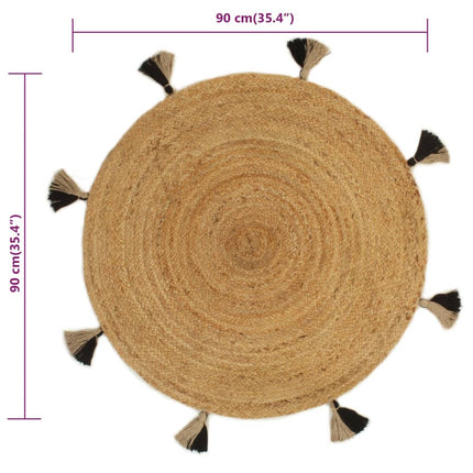 Tapis Tressé Avec Glands Jute Rond