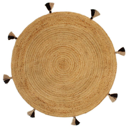 Tapis Tressé Avec Glands Jute Rond