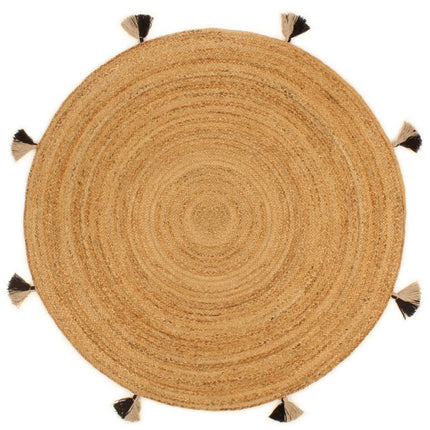 Tapis Tressé Avec Glands Jute Rond