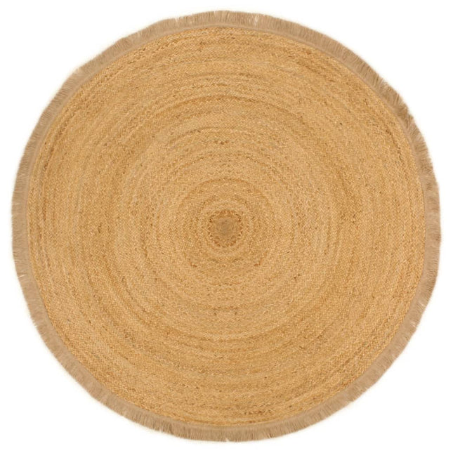 Tapis Tressé Avec Bord Brodé Jute Rond