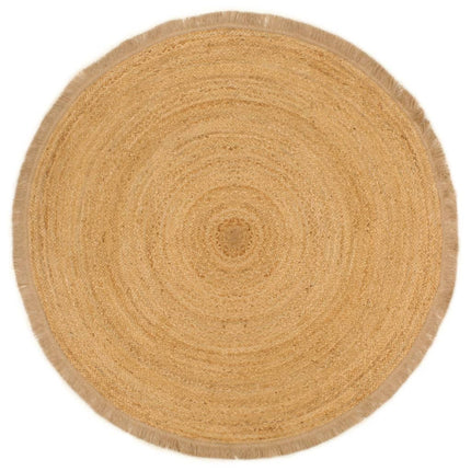 Tapis Tressé Avec Bord Brodé Jute Rond