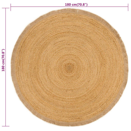Tapis Tressé Avec Bord Brodé Jute Rond