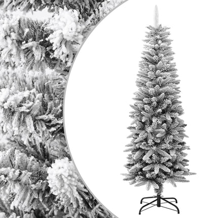 Sapin De Noël Artificiel Mince Avec Neige Floquée 240 Cm Pvc/Pe