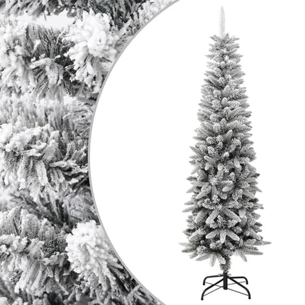 Sapin De Noël Artificiel Mince Avec Neige Floquée 240 Cm Pvc/Pe