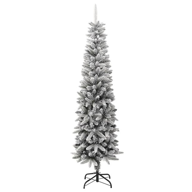 Sapin De Noël Artificiel Mince Avec Neige Floquée 240 Cm Pvc/Pe
