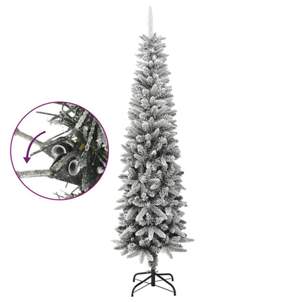 Sapin De Noël Artificiel Mince Avec Neige Floquée 240 Cm Pvc/Pe