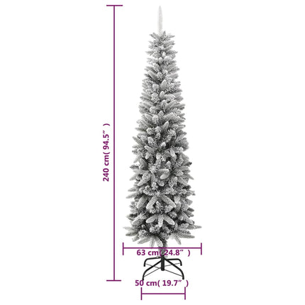 Sapin De Noël Artificiel Mince Avec Neige Floquée 240 Cm Pvc/Pe
