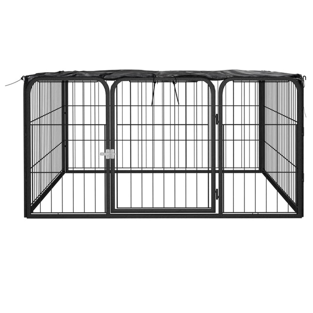 Parc Pour Chien 4 Panneaux Noir 100X50Cm Acier Enduit De Poudre