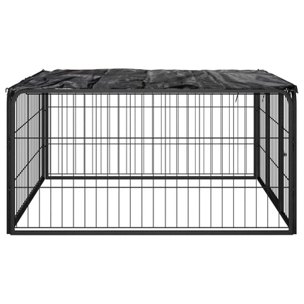 Parc Pour Chien 4 Panneaux Noir 100X50Cm Acier Enduit De Poudre