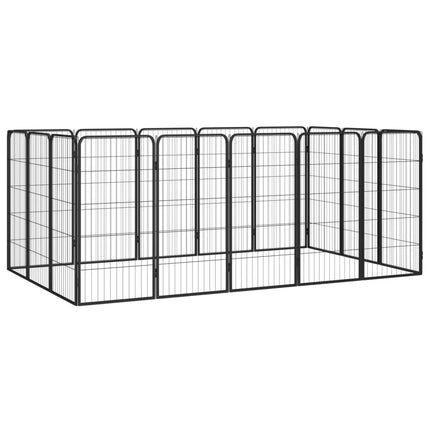 Parc Pour Chien 4 Panneaux Noir 50X100Cm Acier Enduit De Poudre
