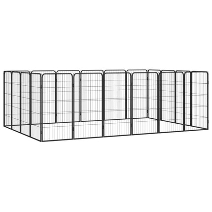 Parc Pour Chien 4 Panneaux Noir 50X100Cm Acier Enduit De Poudre