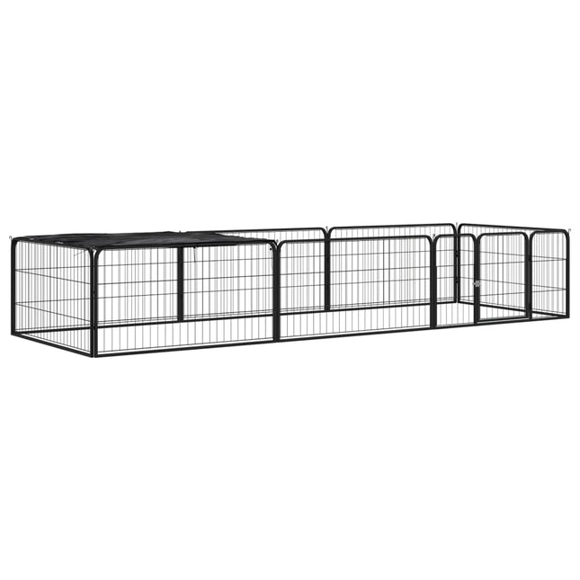 Parc Pour Chien 4 Panneaux Noir 100X50Cm Acier Enduit De Poudre