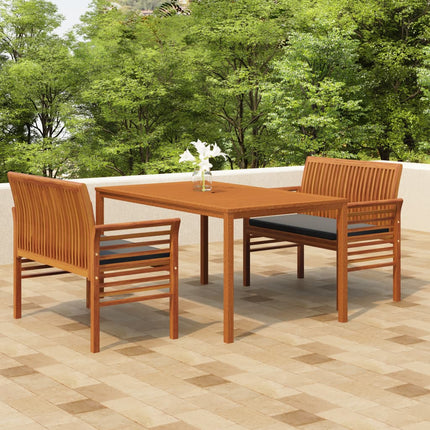 Ensemble À Manger D'extérieur 5 Pcs Et Coussins Acacia Solide