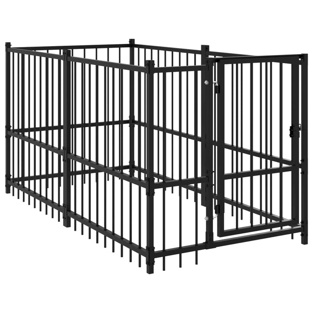 Chenil Pour Chien Noir 193,5X97X100 Cm Acier
