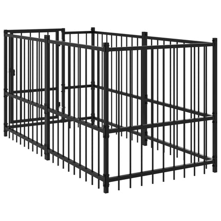 Chenil Pour Chien Noir 193,5X97X100 Cm Acier