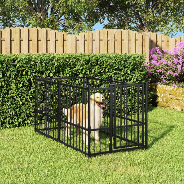 Chenil Pour Chien Noir 193,5X97X100 Cm Acier
