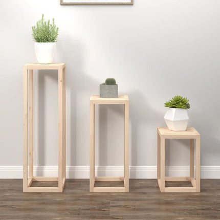 Ensemble De Supports Pour Plantes 3 Pcs Bois De Pin