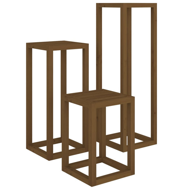 Ensemble De Supports Pour Plantes 3 Pcs Bois De Pin