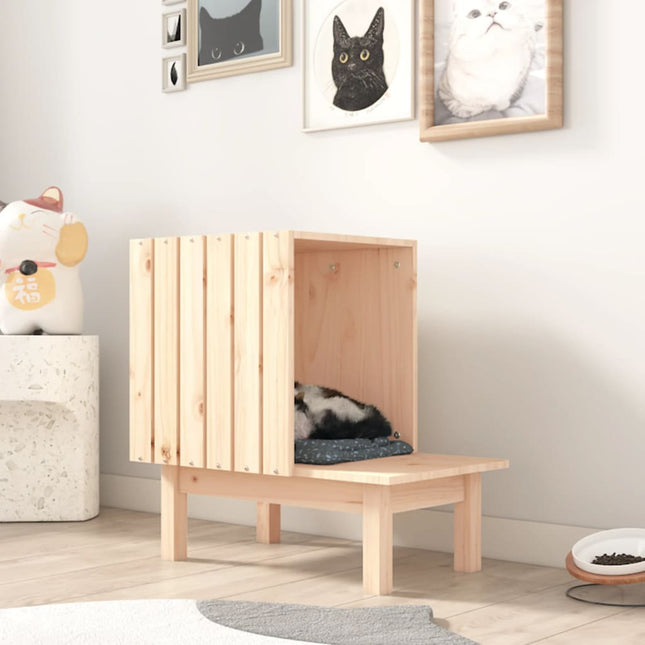 Maison Pour Chat 60X36X60 Cm Bois De Pin Massif