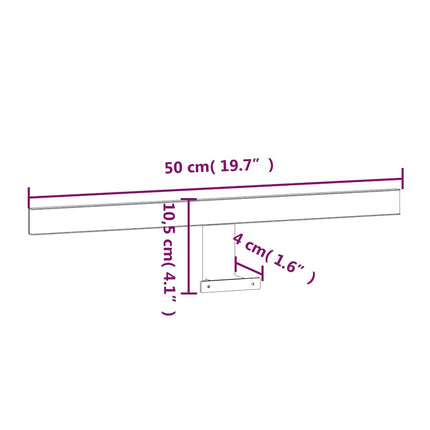 Lampe De Miroir À Led 7,5 W 50 Cm 3000 K Noir Blanc Chaud