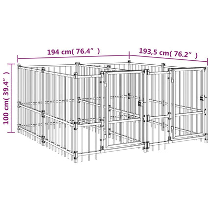 Chenil D'extérieur Pour Chiens Acier 3,75 M²