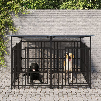 Chenil D'extérieur Pour Chiens Acier 3,75 M²