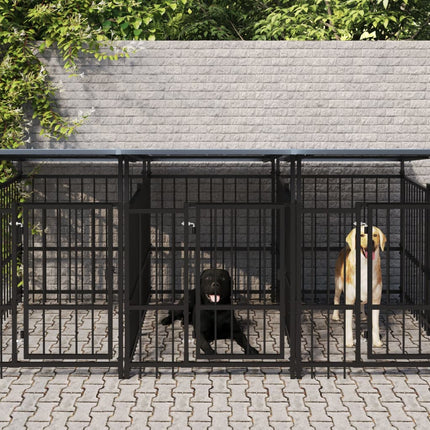Chenil D'extérieur Pour Chiens Acier 3,75 M²