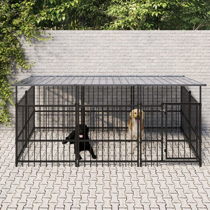 Chenil D'extérieur Pour Chiens Acier 3,75 M²