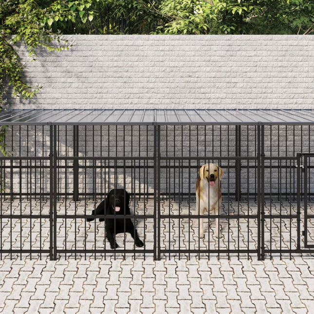 Chenil D'extérieur Pour Chiens Acier 3,75 M²