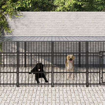 Chenil D'extérieur Pour Chiens Acier 3,75 M²