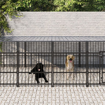Chenil D'extérieur Pour Chiens Acier 3,75 M²