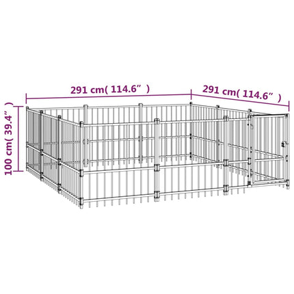 Chenil D'extérieur Pour Chiens Acier 8,47 M²