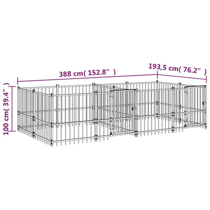 Chenil D'extérieur Pour Chiens Acier 7,51 M²
