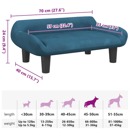 Lit Pour Chien Bleu 70X40X24 Cm Velours
