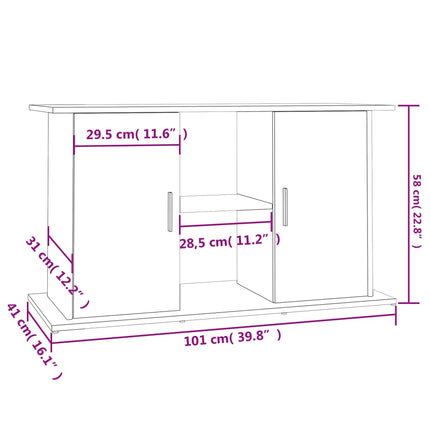 Support D'aquarium Blanc Brillant 101X41X58Cm Bois D'ingénierie