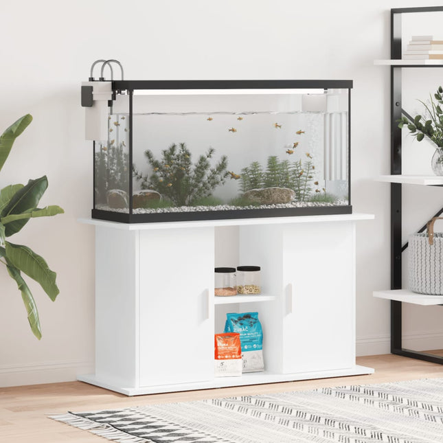 Support D'aquarium Blanc Brillant 101X41X58Cm Bois D'ingénierie