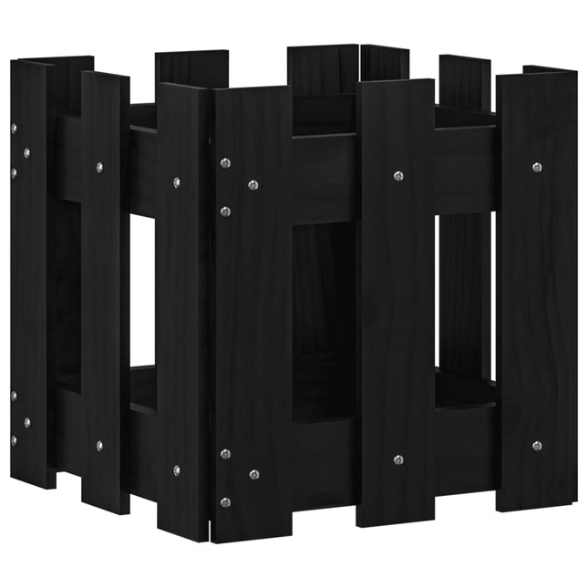 Jardinière Avec Design De Clôture Noir Pin Massif