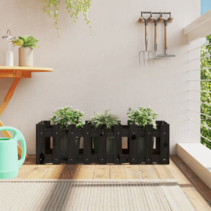 Jardinière Avec Design De Clôture Noir Pin Massif