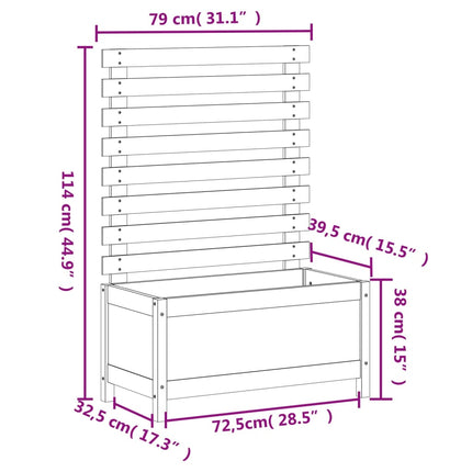 Jardinière Avec Support Noir 79X39,5X114 Cm Bois De Pin Massif