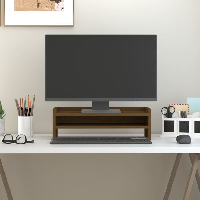 Support De Moniteur 100X24X16 Cm Bois De Pin Solide
