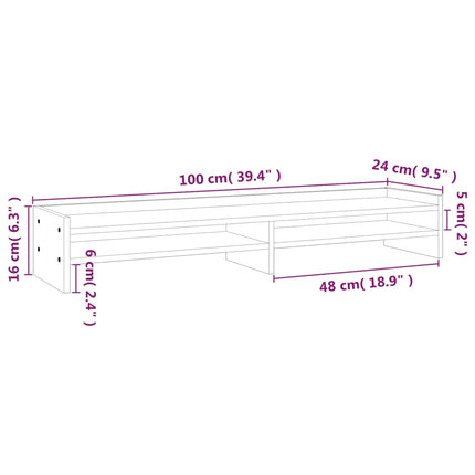 Support De Moniteur 100X24X16 Cm Bois De Pin Solide