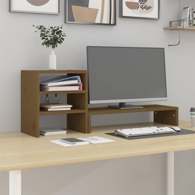 Support De Moniteur 81X20X30 Cm Bois De Pin Solide