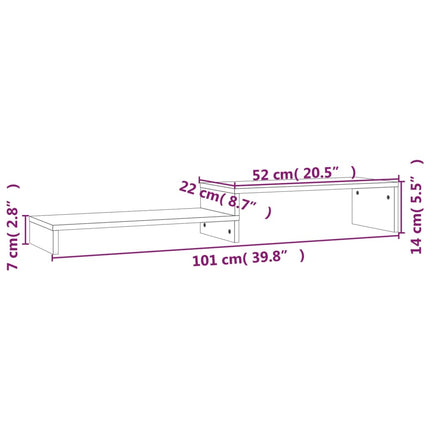 Support De Moniteur (52-101)X22X14 Cm Bois De Pin Solide