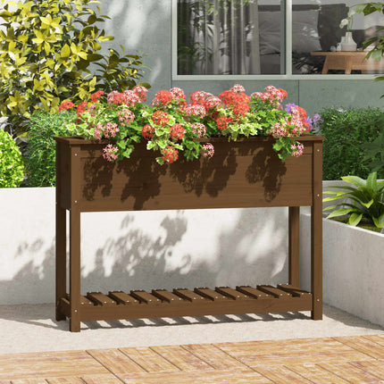 Jardinière Avec Étagère 82,5X34,5X81 Cm Bois Massif De Pin