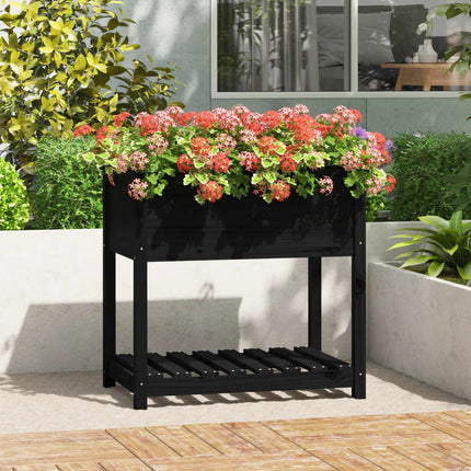 Jardinière Avec Étagère 82,5X34,5X81 Cm Bois Massif De Pin