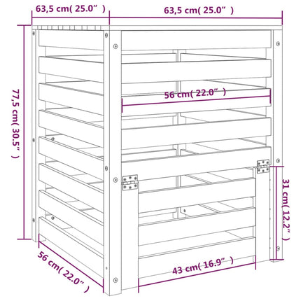Composteur 63,5X63,5X77,5 Cm Bois De Douglas Massif
