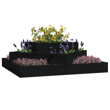 Jardinière Noir Bois Massif De Pin