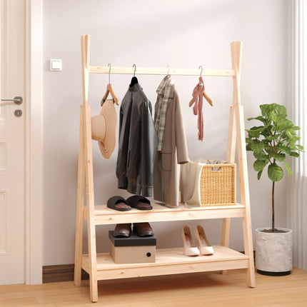 Porte-Vêtements 100X45,5X150 Cm Bois De Pin Massif