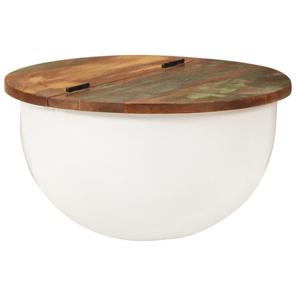 Table Basse Forme De Bol Avec Base En Acier Bois Recyclé